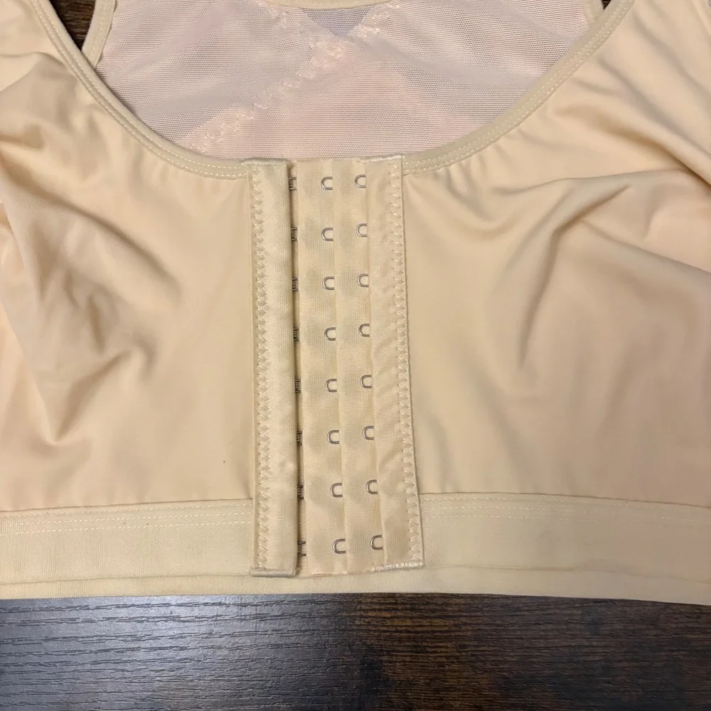 Set of 3 Front Closure Posture Corrector Wireless Bra Beige 4XL